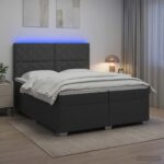 vidaXL Posteľ boxspring s matracom Tmavosivá 200 x 200 cm Látka – Obrázok 5