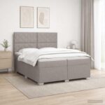 vidaXL Posteľ boxspring s matracom Sivohnedá 200 x 200 cm Látka – Obrázok 4