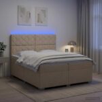 vidaXL Posteľ boxspring s matracom Krémová 200 x 200 cm Látka