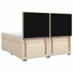 vidaXL Posteľ boxspring s matracom Krémová 200 x 200 cm Látka – Obrázok 9