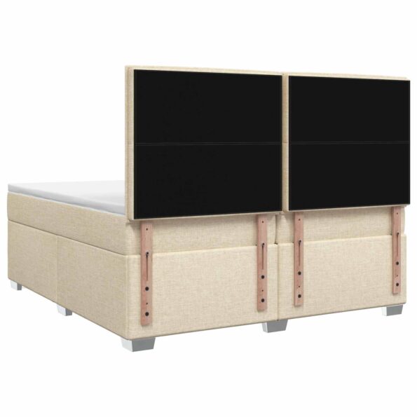 vidaXL Posteľ boxspring s matracom Krémová 200 x 200 cm Látka – Obrázok 9