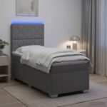 vidaXL Posteľ s boxspringom a matracom a LED Svetlosivá 90 x 190 cm