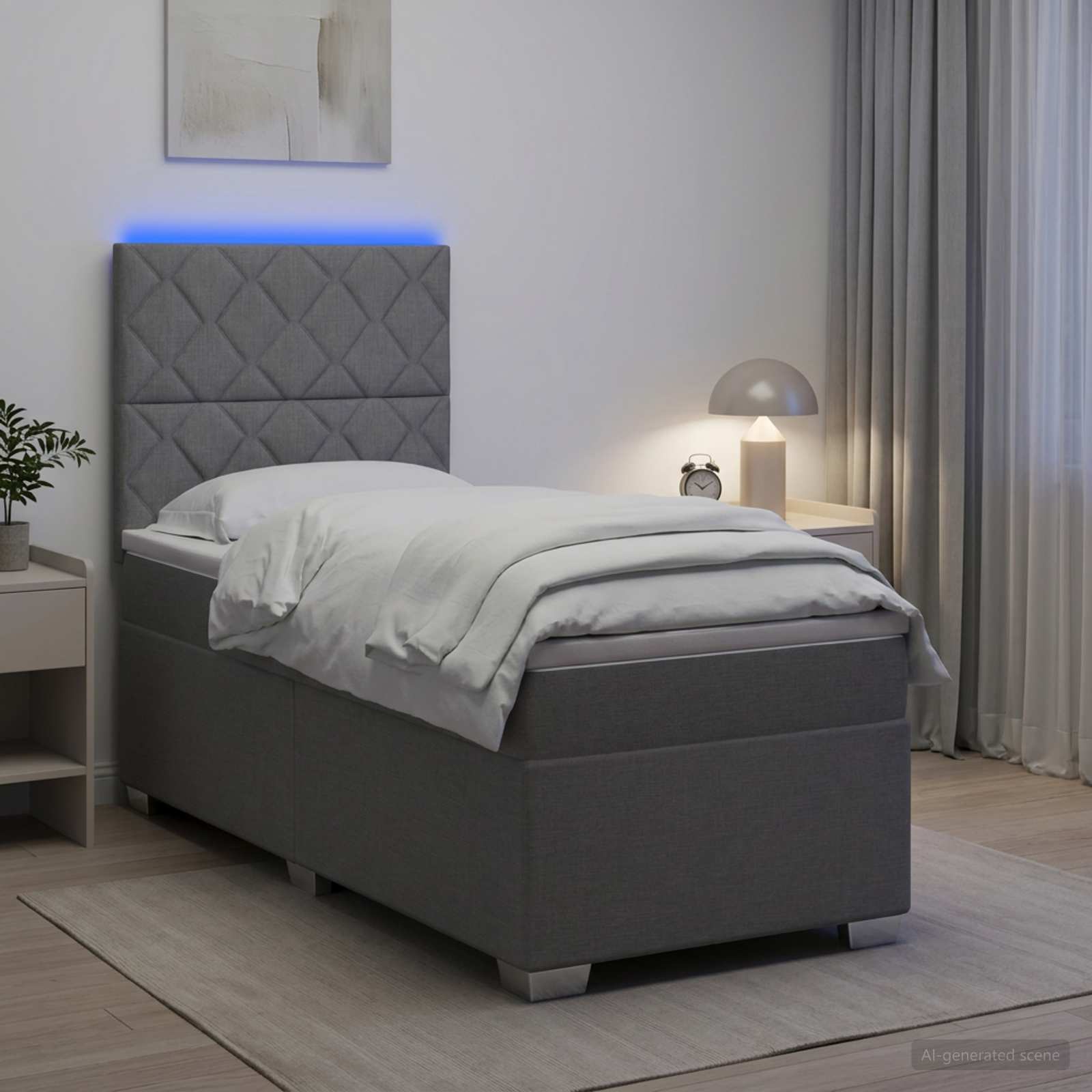 3454968_1.jpg vidaXL Posteľ s boxspringom a matracom a LED Svetlosivá 90 x 190 cm – Obrázok 1