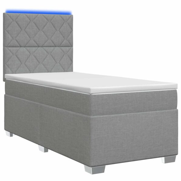 vidaXL Posteľ s boxspringom a matracom a LED Svetlosivá 90 x 190 cm – Obrázok 2