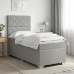 vidaXL Posteľ s boxspringom a matracom a LED Svetlosivá 90 x 190 cm – Obrázok 4