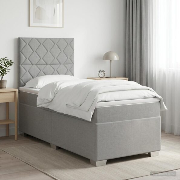 vidaXL Posteľ s boxspringom a matracom a LED Svetlosivá 90 x 190 cm – Obrázok 4