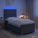vidaXL Posteľ s boxspringom a matracom a LED Tmavosivá 90 x 190 cm – Obrázok 4