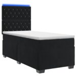 vidaXL Posteľ boxspring s matracom Čierna 80 x 200 cm Zamat – Obrázok 2