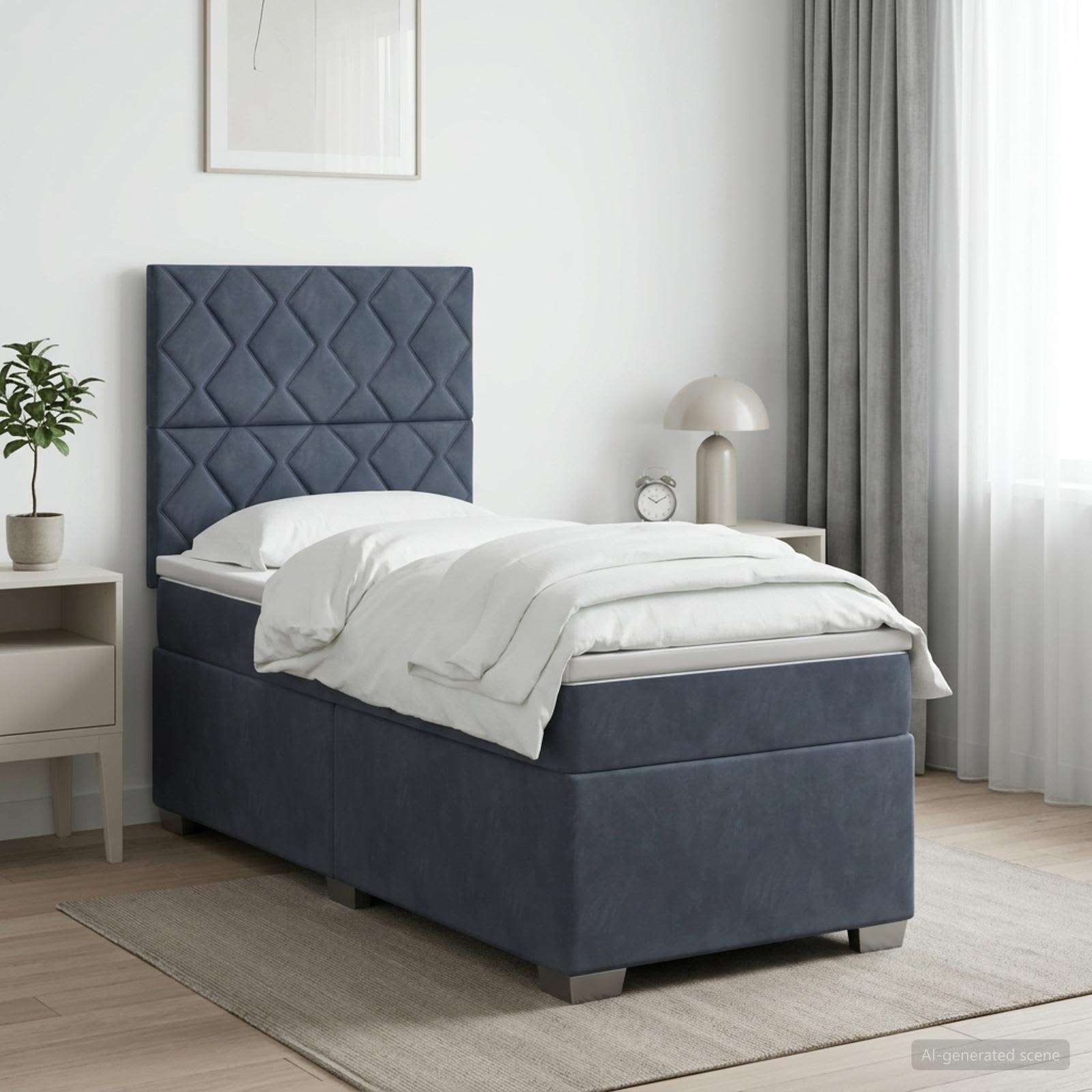 3455001_1.jpg vidaXL Posteľ boxspring s matracom Tmavosivá 80 x 200 cm Zamat – Obrázok 1