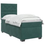 vidaXL Posteľ boxspring s matracom Tmavozelená 80 x 200 cm Zamat – Obrázok 3