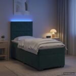 vidaXL Posteľ boxspring s matracom Tmavozelená 80 x 200 cm Zamat – Obrázok 4