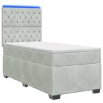 vidaXL Posteľ boxspring s matracom Modrá 90 x 190 cm Zamat – Obrázok 2