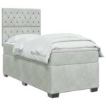 vidaXL Posteľ boxspring s matracom Modrá 90 x 190 cm Zamat – Obrázok 3