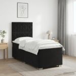 vidaXL Posteľ boxspring s matracom Čierna 90 x 190 cm Zamat – Obrázok 4