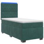 vidaXL Posteľ boxspring s matracom Tmavozelená 90 x 200 cm Zamat – Obrázok 2