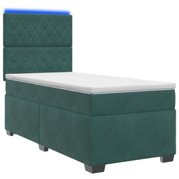 vidaXL Posteľ boxspring s matracom Tmavozelená 90 x 200 cm Zamat – Obrázok 2