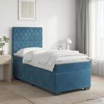 vidaXL Posteľ boxspring s matracom Modrá 90 x 200 cm Zamat