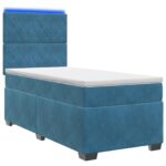 vidaXL Posteľ boxspring s matracom Modrá 90 x 200 cm Zamat – Obrázok 2