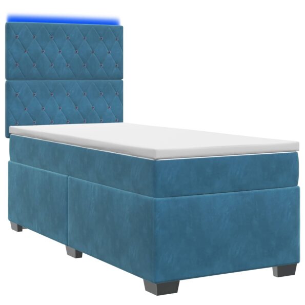 vidaXL Posteľ boxspring s matracom Modrá 90 x 200 cm Zamat – Obrázok 2