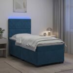 vidaXL Posteľ boxspring s matracom Modrá 90 x 200 cm Zamat – Obrázok 4
