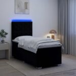 vidaXL Posteľ boxspring s matracom Čierna 90 x 200 cm Zamat