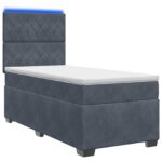 vidaXL Posteľ boxspring s matracom Tmavosivá 100 x 200 cm Zamat – Obrázok 2