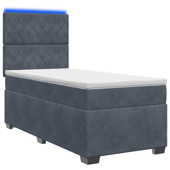 vidaXL Posteľ boxspring s matracom Tmavosivá 100 x 200 cm Zamat – Obrázok 2