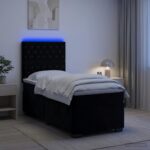 vidaXL Posteľ boxspring s matracom Čierna 100 x 200 cm Zamat – Obrázok 4
