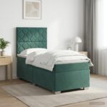 vidaXL Posteľ boxspring s matracom Tmavozelená 100 x 200 cm Zamat