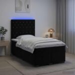 vidaXL Posteľ boxspring s matracom Čierna 120 x 190 cm Zamat
