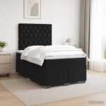 vidaXL Posteľ boxspring s matracom Čierna 120 x 190 cm Zamat – Obrázok 4