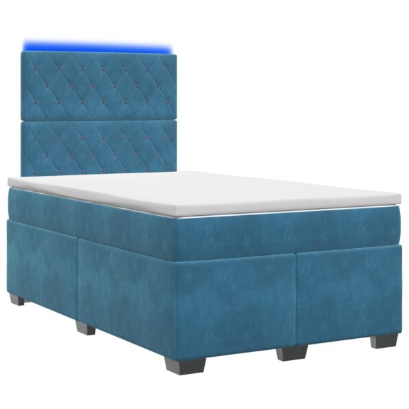 vidaXL Posteľ boxspring s matracom Modrá 120 x 190 cm Zamat – Obrázok 2