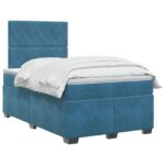 vidaXL Posteľ boxspring s matracom Modrá 120 x 190 cm Zamat – Obrázok 3
