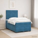 vidaXL Posteľ boxspring s matracom Modrá 120 x 190 cm Zamat – Obrázok 4