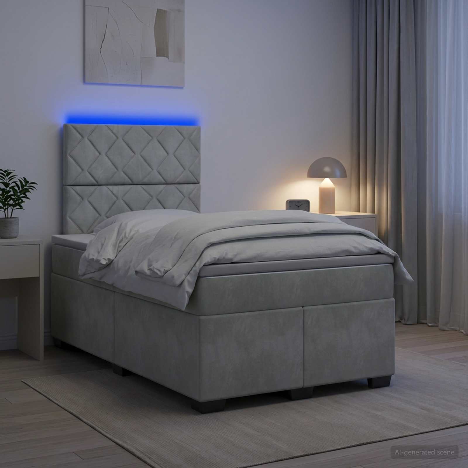 3455072_1.jpg vidaXL Posteľ boxspring s matracom Svetlosivá 120 x 190 cm Zamat – Obrázok 1