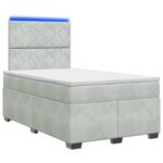 vidaXL Posteľ boxspring s matracom Svetlosivá 120 x 190 cm Zamat – Obrázok 2