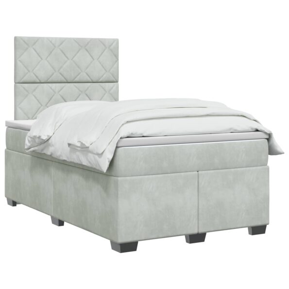 vidaXL Posteľ boxspring s matracom Svetlosivá 120 x 190 cm Zamat – Obrázok 3