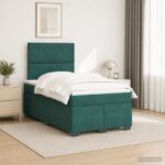 vidaXL Posteľ boxspring s matracom Tmavozelená 120 x 190 cm Zamat