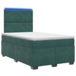 vidaXL Posteľ boxspring s matracom Tmavozelená 120 x 190 cm Zamat – Obrázok 2