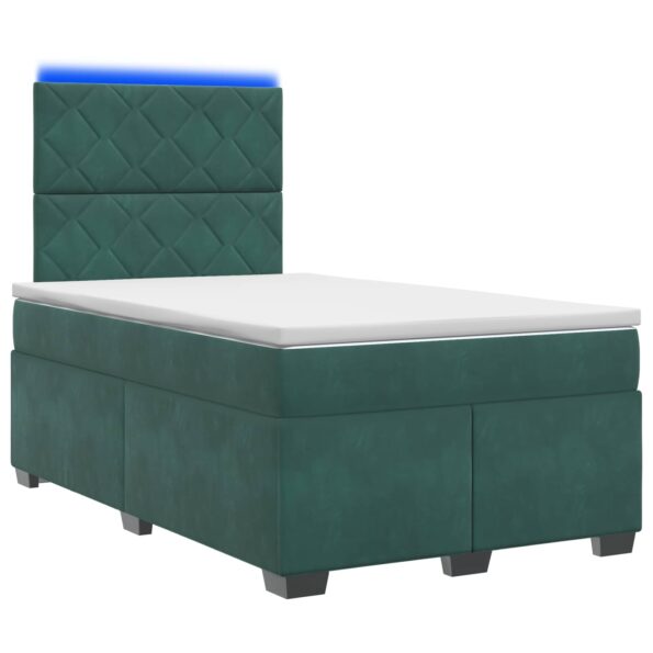 vidaXL Posteľ boxspring s matracom Tmavozelená 120 x 190 cm Zamat – Obrázok 2