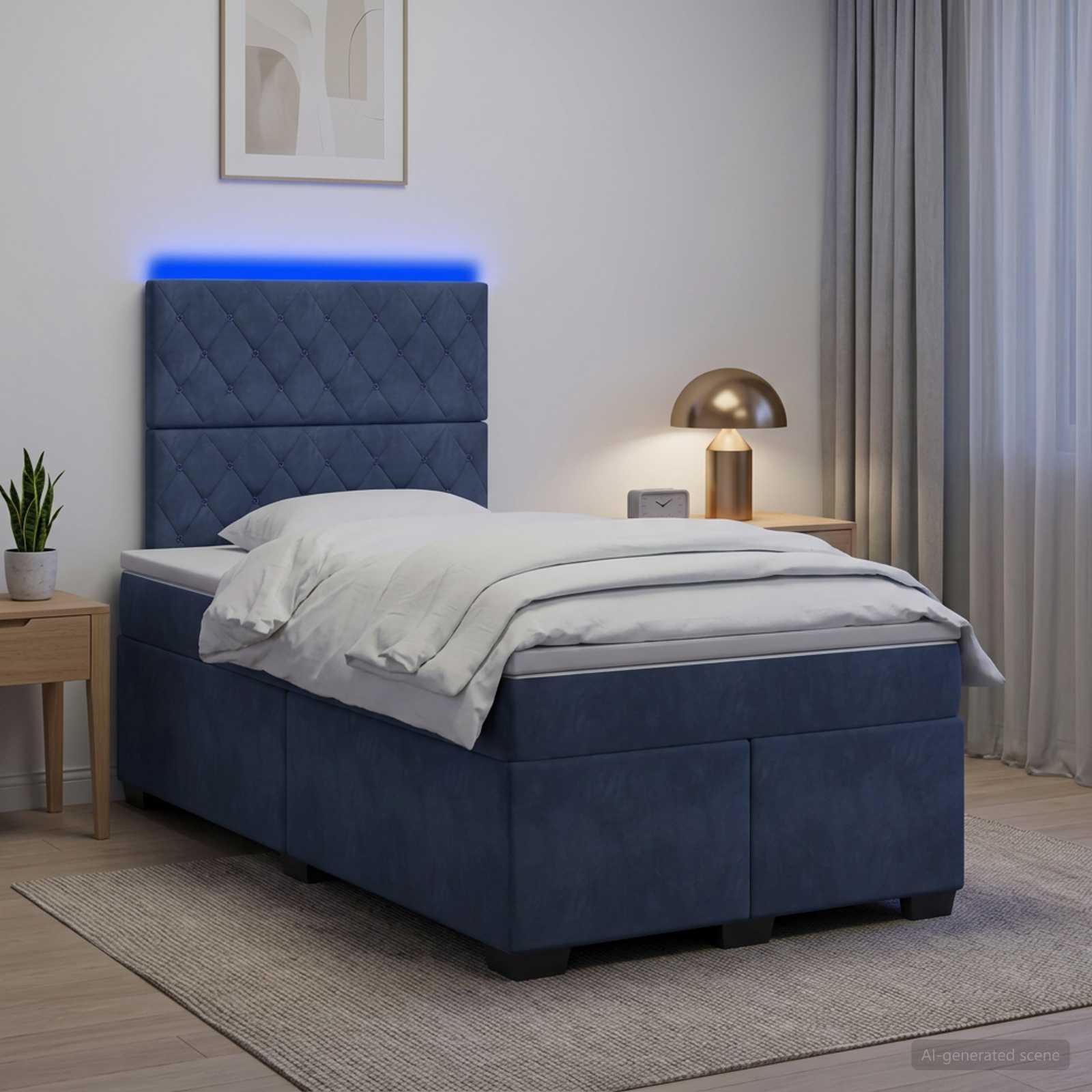 3455079_1.jpg vidaXL Posteľ boxspring s matracom Tmavosivá 120 x 200 cm Zamat – Obrázok 1