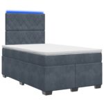 vidaXL Posteľ boxspring s matracom Tmavosivá 120 x 200 cm Zamat – Obrázok 2