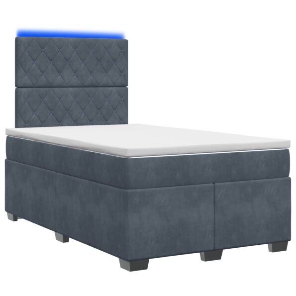 vidaXL Posteľ boxspring s matracom Tmavosivá 120 x 200 cm Zamat – Obrázok 2