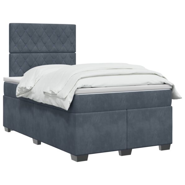 vidaXL Posteľ boxspring s matracom Tmavosivá 120 x 200 cm Zamat – Obrázok 3