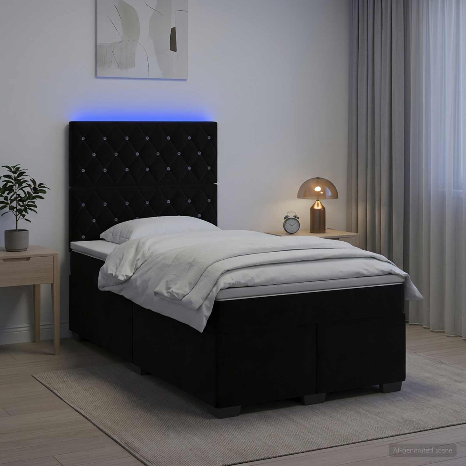 3455080_1.jpg vidaXL Posteľ boxspring s matracom Čierna 120 x 200 cm Zamat – Obrázok 1