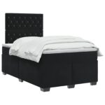 vidaXL Posteľ boxspring s matracom Čierna 120 x 200 cm Zamat – Obrázok 3