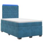vidaXL Posteľ boxspring s matracom Modrá 120 x 200 cm Zamat – Obrázok 2