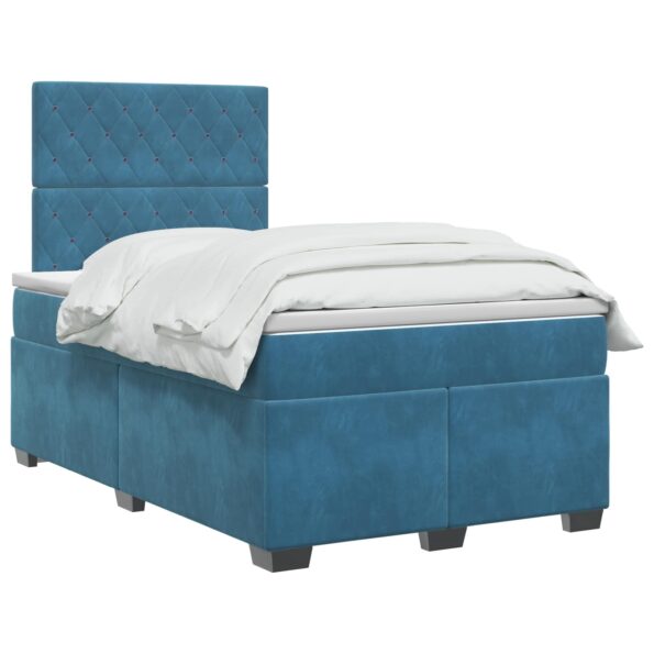 vidaXL Posteľ boxspring s matracom Modrá 120 x 200 cm Zamat – Obrázok 3