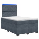 vidaXL Posteľ boxspring s matracom Tmavosivá 120 x 200 cm Zamat – Obrázok 2