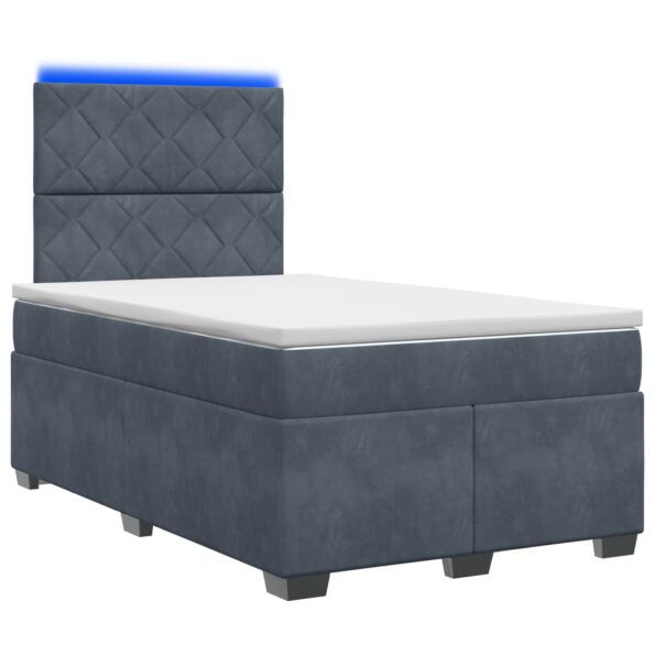 vidaXL Posteľ boxspring s matracom Tmavosivá 120 x 200 cm Zamat – Obrázok 2